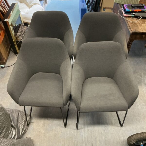 Set of four grey Ikea Pak4 dining chairs.