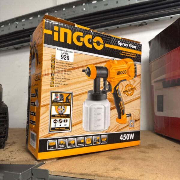 Ingco 450W electric spray gun for DIY painting projects.