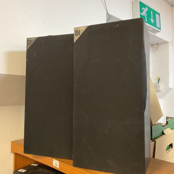 Pair of vintage KEF C Series loudspeakers in dark finish.