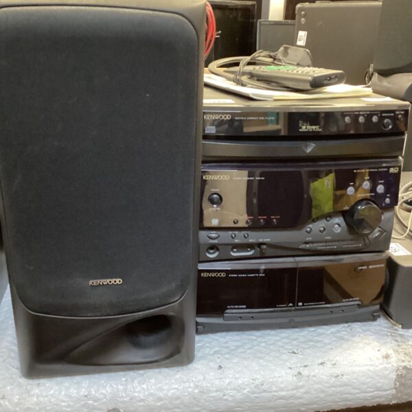 Kenwood RXD-G4 hi-fi system with speakers, vintage audio equipment.