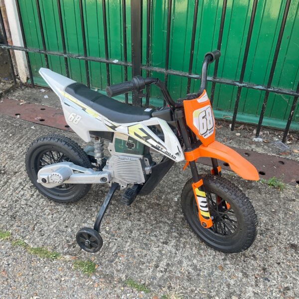 Kids electric motorcycle with training wheels, AIYAPLAY model.