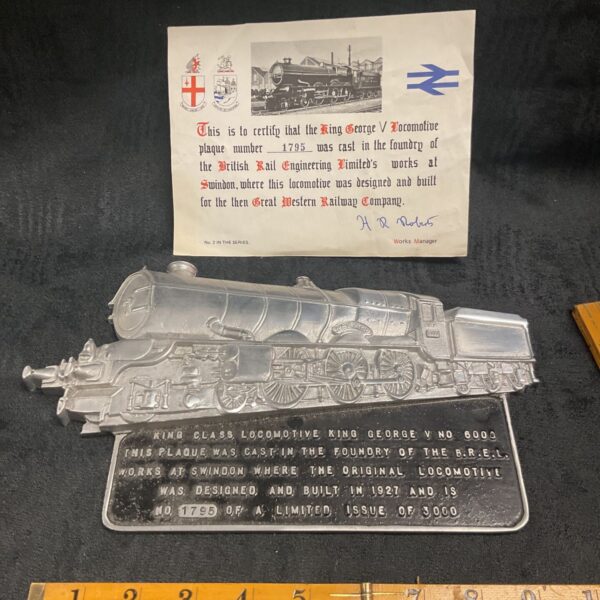 Limited edition King George V locomotive plaque, cast aluminium.