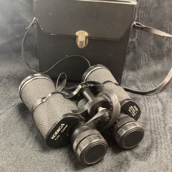 Vintage Kobica 10x50 binoculars with a carrying case.