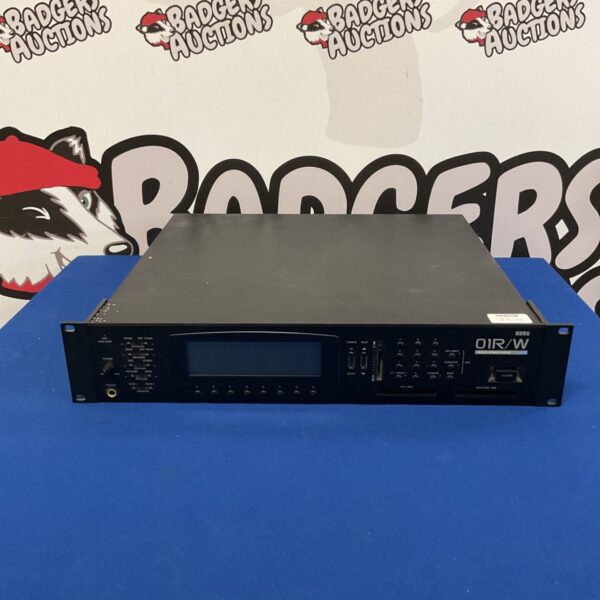 Front view of a Korg 01R/W music workstation rackmount synthesizer.