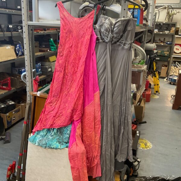 Two ladies dresses size 12, pink and grey, pre-owned condition.