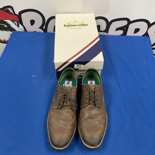 Brown leather Lambretta size 11 shoes with brogue detailing.