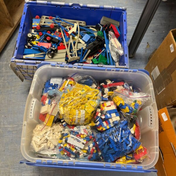 Mixed Lego job lot with colourful building blocks and toy bricks.