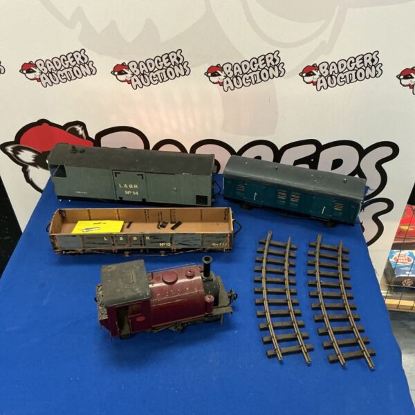 Vintage Lehmann Garden Gauge train set with engine and carriages.