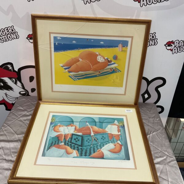 Limited edition prints “The Massage” and “Sun Block” by artist.