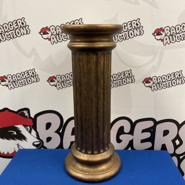 Bronze tone porcelain Roman fluted column plant pot stand 2ft tall 9” diameter at top