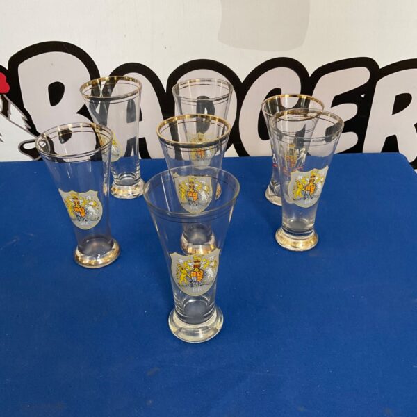 Seven queen Elizabeth coronation glasses