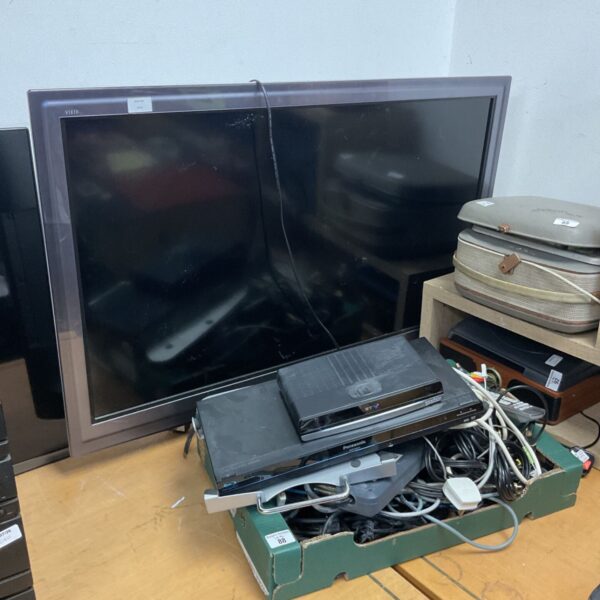 Panasonic viera 40” tv working with remote & Box of electricals Inc cables and bluray player