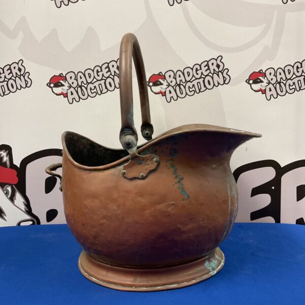 Vintage copper helmet coal scuttle