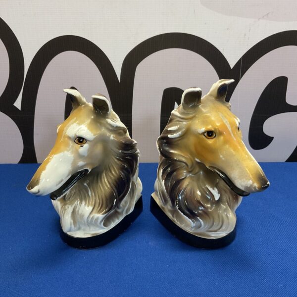 Pair of porcelain Collie Dog Design bookends