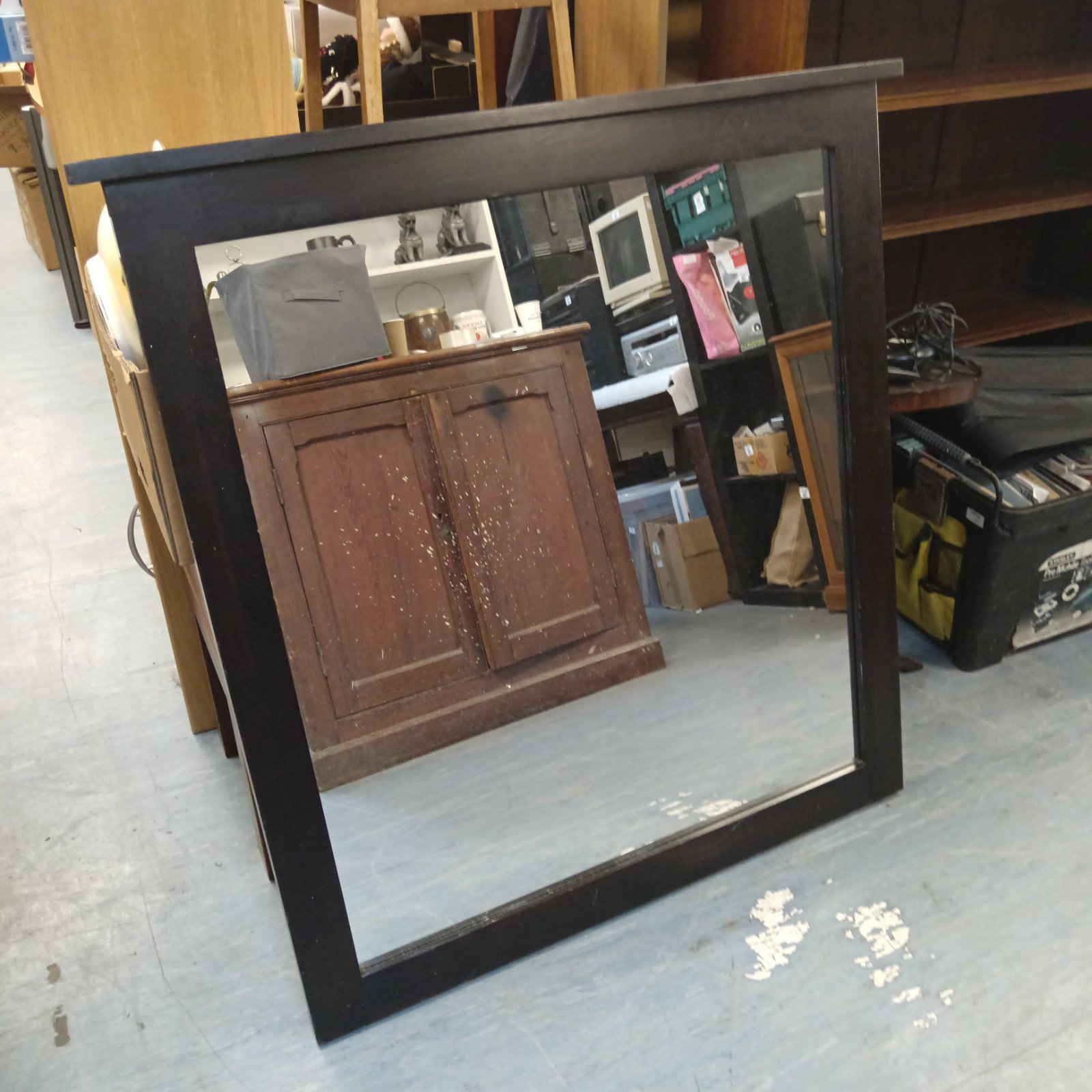 Pier Malaysia hardwood framed over mantle mirror 105cm x 100cm