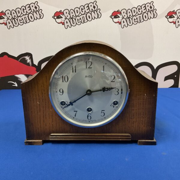 Mid century bentima 8 day striking mantle clock with pendulum & key