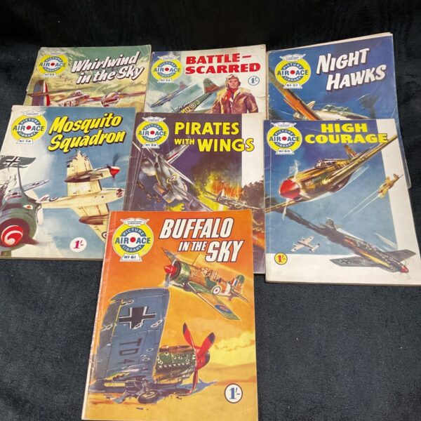Seven vintage air ace comics No55 to No61 published from 1960 - 1970