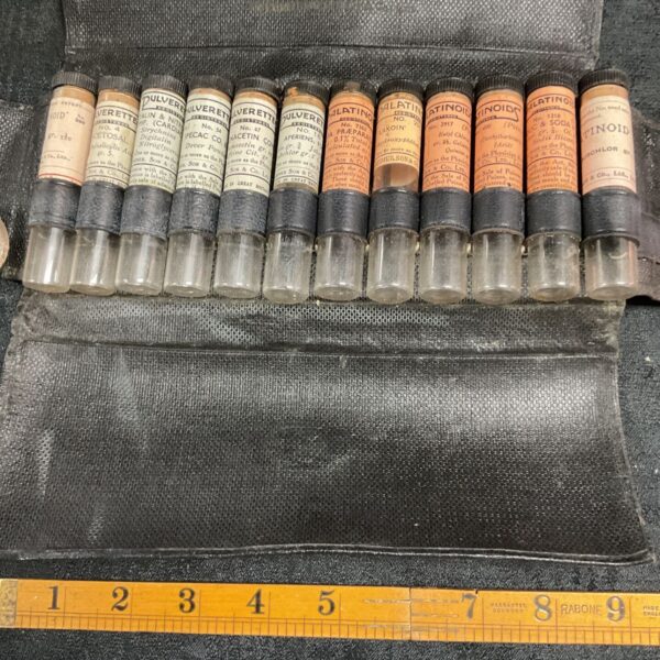 Late 19th And early 20th century Dr Agnes B Macgregor travelling medicine kit with glass vials By oppenheimer son & Co Ltd