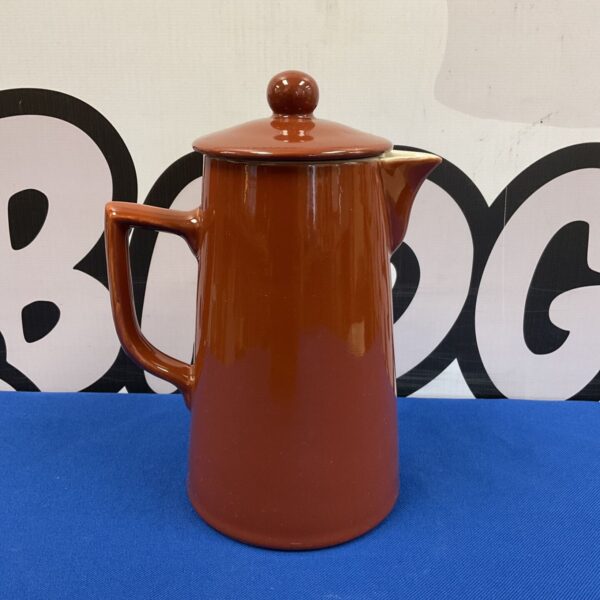 Vintage Lovatt’s Langley Mill brown coffee pot with handle and lid.