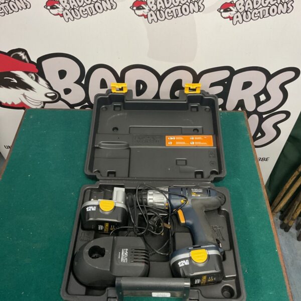 Mac Allister 12v cordless drill set in carrying case, battery and charger included.