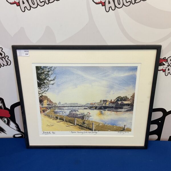Limited edition Ben Cook print of Marlow Rowing Club and bridge.