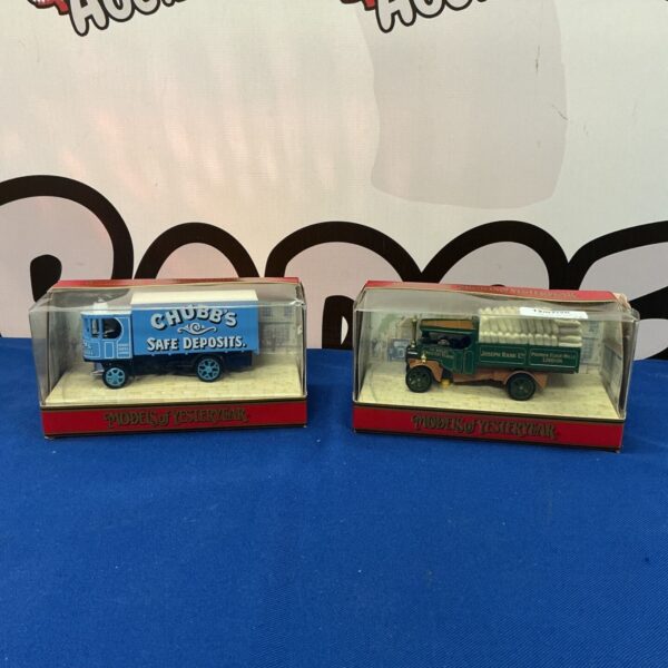 Matchbox Models of Yesteryear vans, Chubbs Safe Deposits and Premium Flour Mills.