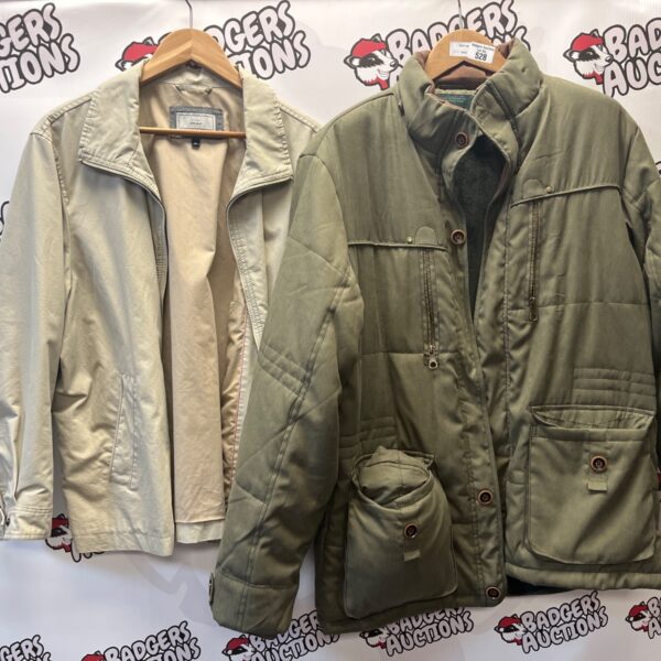 Two beige men's jackets, XL size, for auction.