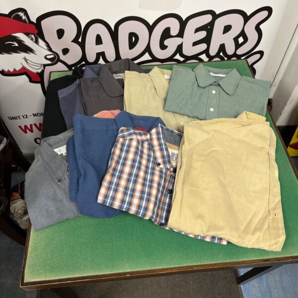 Bundle of men's shirts including Marks and Spencer’s checked shirt.