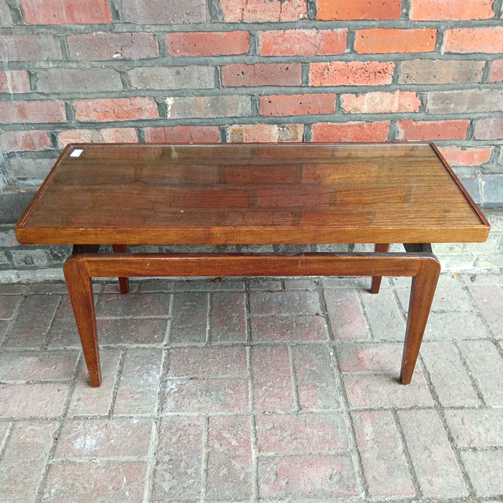 Mid century Scandinavian oak table with glass top.