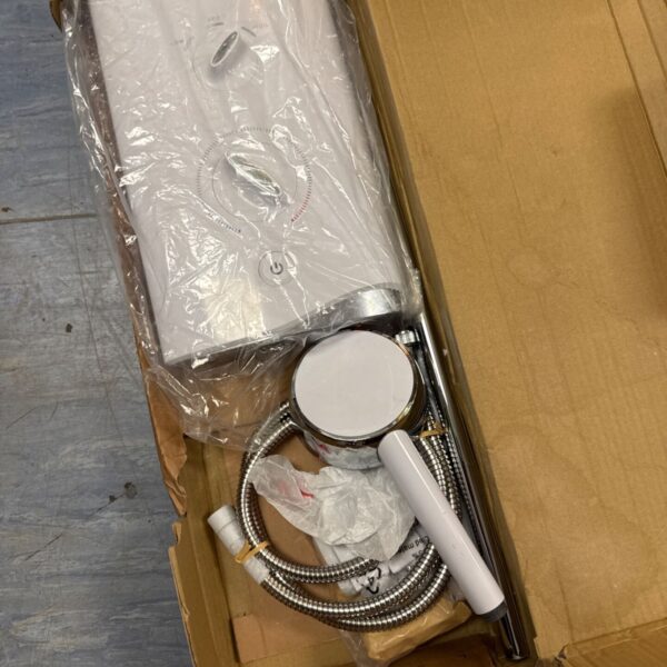 Unused Mira Sport 9kW electric power shower in original box.