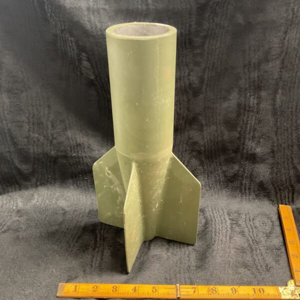 Vintage alloy missile tailfin for aerodynamic stabilization.