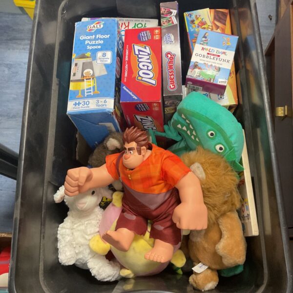Mixed lot of vintage and modern toys and games, including Disney Wreck-It Ralph.