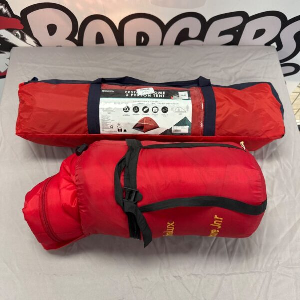 Mountain Warehouse festival tent and Slumbalux sleeping bag set.