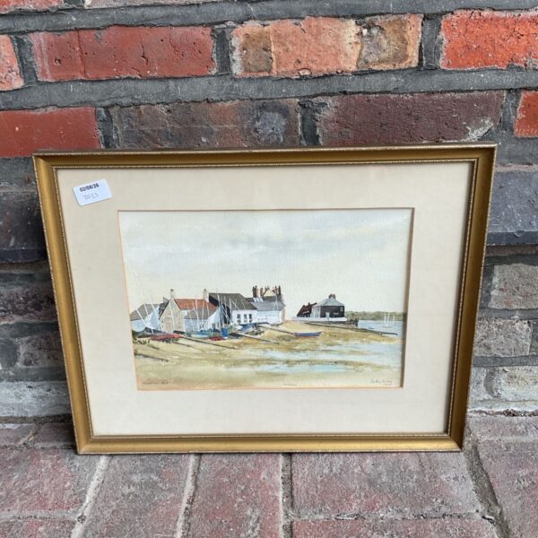 Vintage watercolour painting of Mudeford Quay by Betty, 1981.