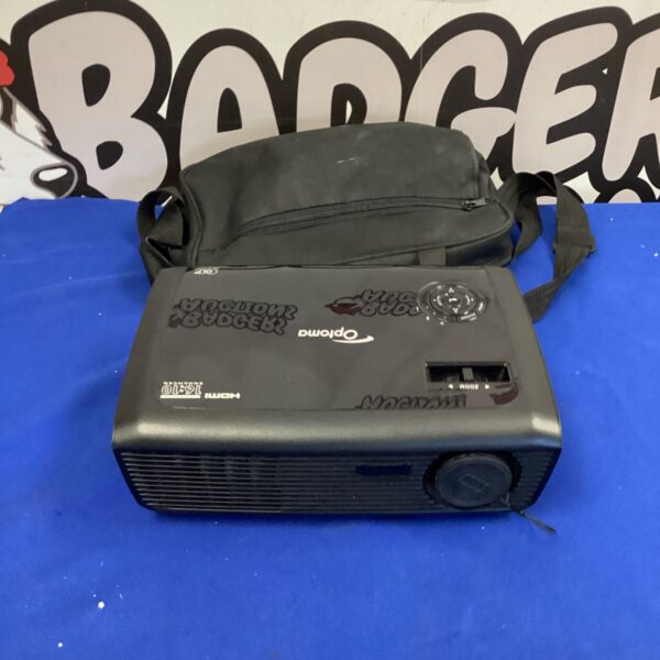 Optoma HDMI projector in used condition, side view.