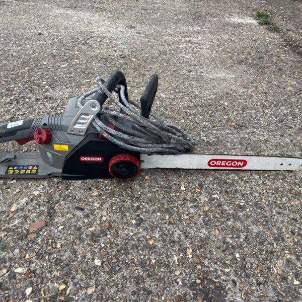 Oregon CS1500 electric chainsaw with PowerSharp sharpening system.