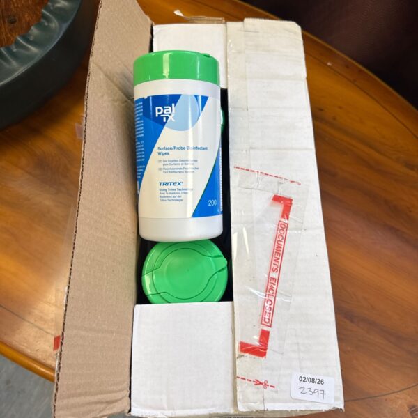 Box of paltx tritex surface disinfectant wipes for hygiene.