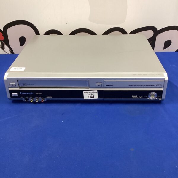 Silver Panasonic DVD/VHS combo unit DMR-EZ48V for retro entertainment.
