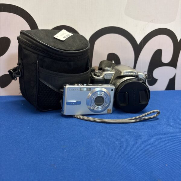 Panasonic Lumix DMC-FZ28 digital camera in protective case.