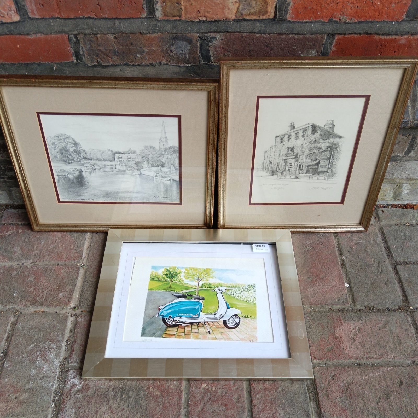 Framed Pat Taylor print of Abingdon townscape.
