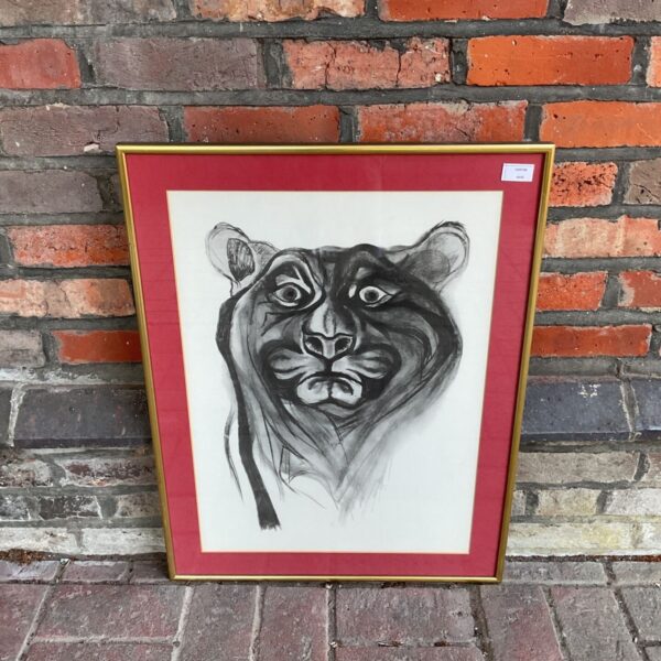 Vintage Paul Jouve tiger print in a gilt frame.