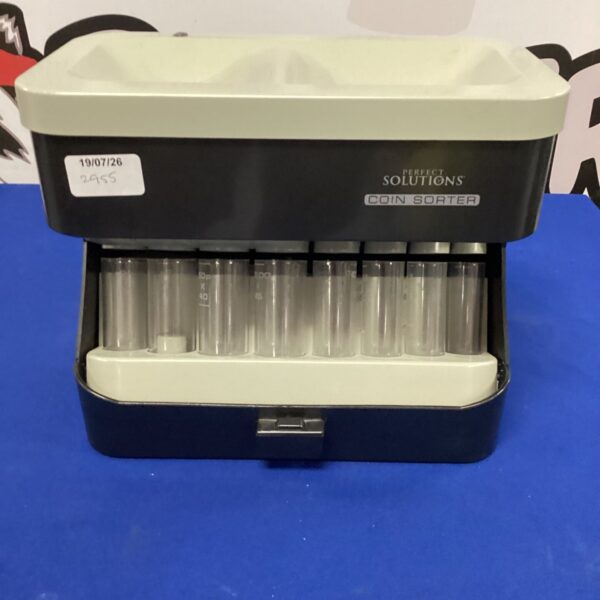 Perfect Solutions coin sorter for organizing and counting loose change.