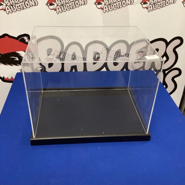 Clear perspex display case for collectibles and display items.