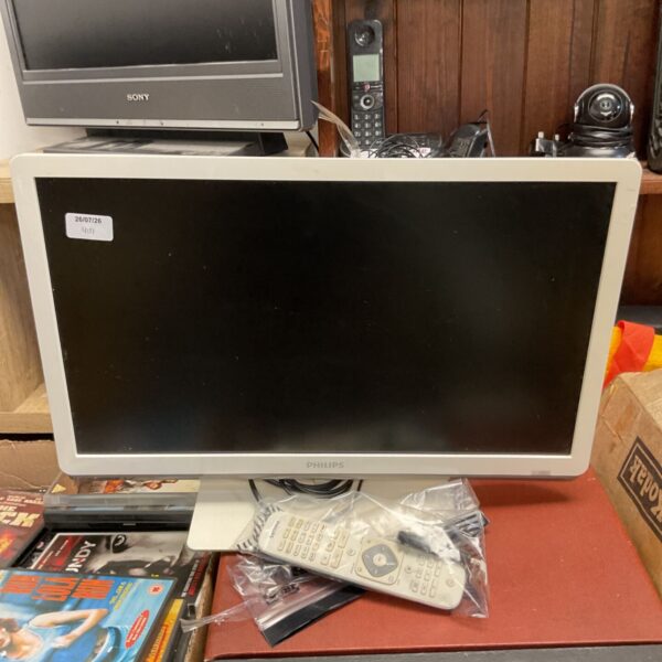 Philips 22 inch HD television with remote control displayed.