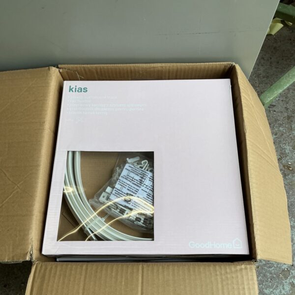 Box of six plastic curtain coil tracks for window treatments.