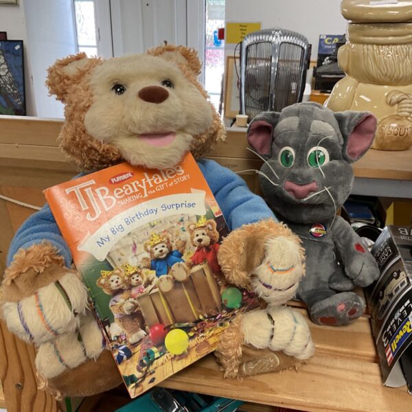 Playskool TJ Bearytales talking bear and cat plush toy set.