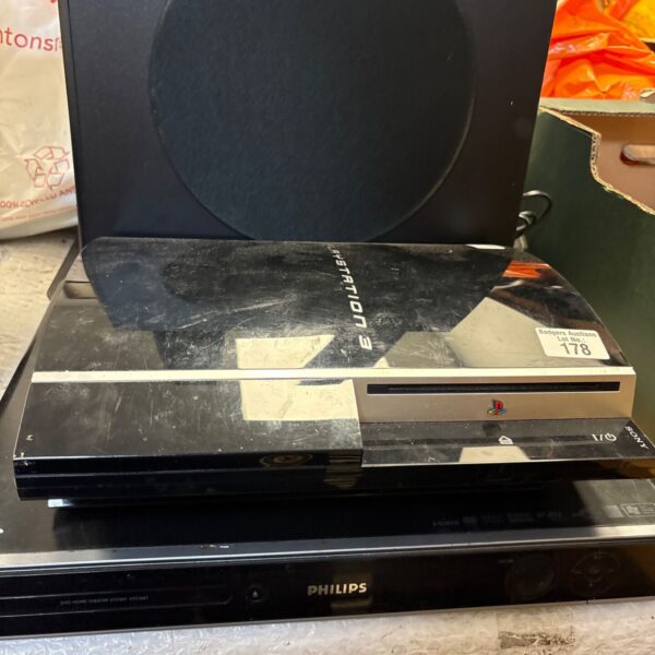 Black Sony PlayStation 3 console for sale, retro gaming system.