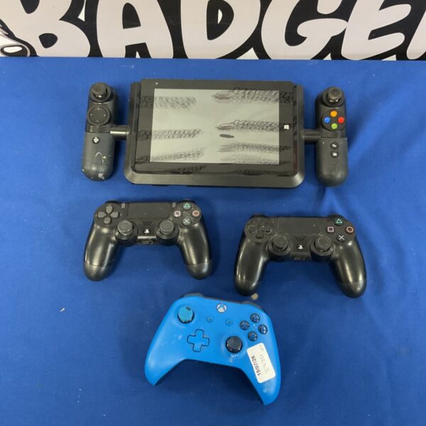 Gaming bundle featuring Playstation 4, Xbox controllers and Vision 004 console.