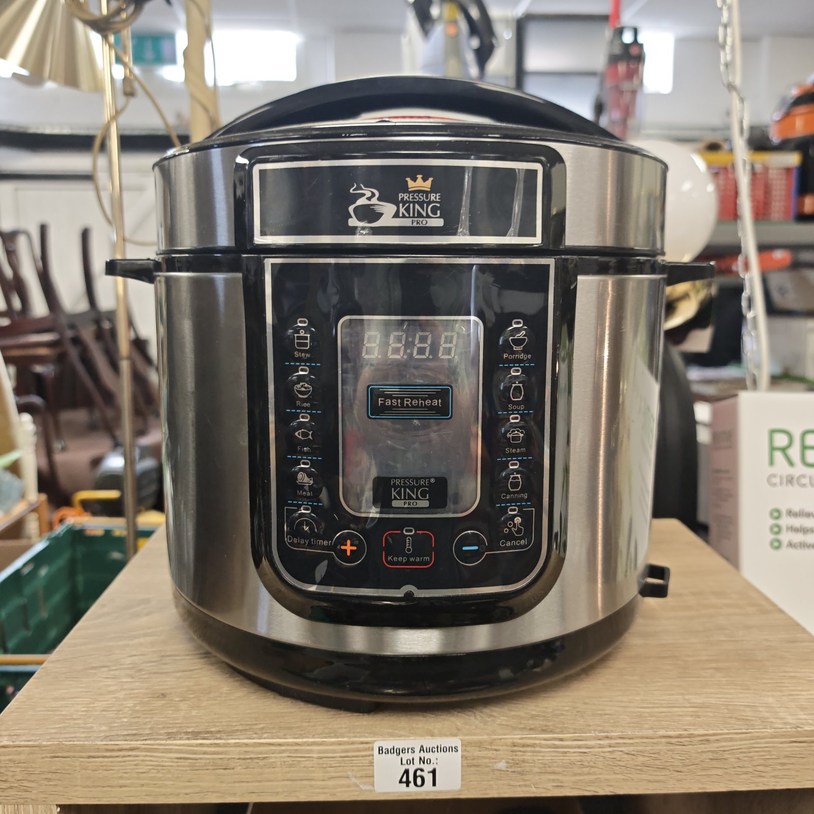 Pressure King Pro electric pressure cooker with digital display.