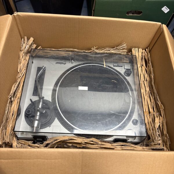 Vintage Pro sound L64AA direct drive turntable in cardboard box.